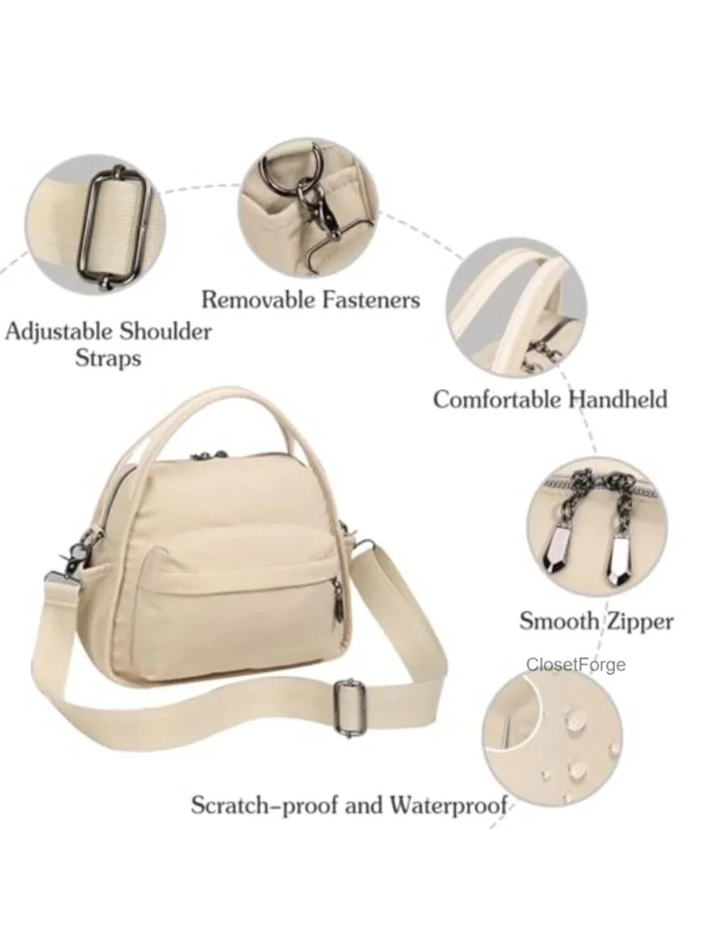 Oxford Handbag for Women Waterproof Shoulder Crossbody Bag Casual Lightweight